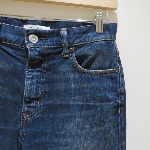 MOUSSY VINTAGE Glendora Flare High Rise Flare Jeans in 110 Blue Dark Denim - Picture 7 of 13